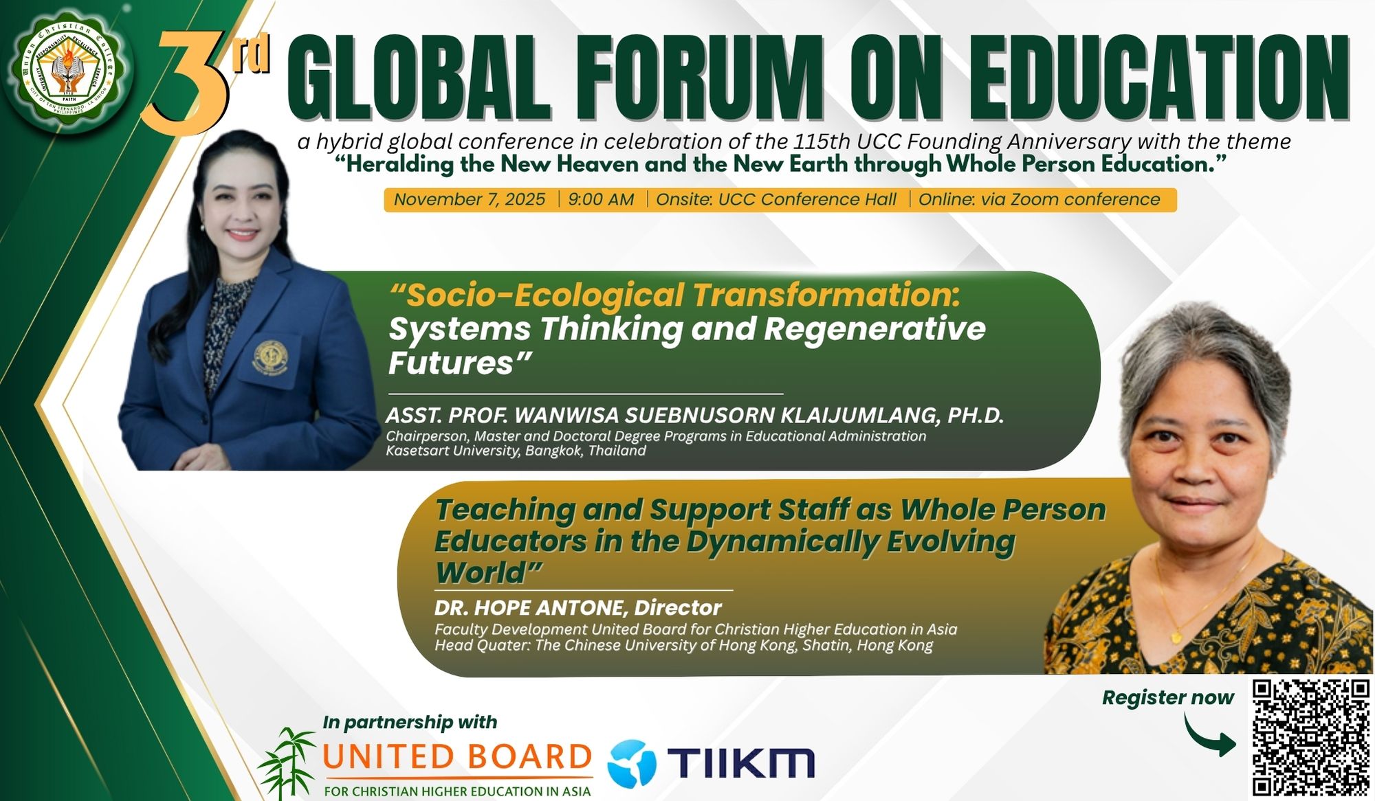 𝐔𝐧𝐢𝐨𝐧 𝐂𝐡𝐫𝐢𝐬𝐭𝐢𝐚𝐧 𝐂𝐨𝐥𝐥𝐞𝐠𝐞 𝐂𝐞𝐥𝐞𝐛𝐫𝐚𝐭𝐞𝐬 𝟏𝟏𝟓𝐭𝐡 𝐅𝐨𝐮𝐧𝐝𝐢𝐧𝐠 𝐀𝐧𝐧𝐢𝐯𝐞𝐫𝐬𝐚𝐫𝐲 𝐰𝐢𝐭𝐡 𝐭𝐡𝐞 𝟑𝐫𝐝 𝐆𝐥𝐨𝐛𝐚𝐥 𝐅𝐨𝐫𝐮𝐦 𝐨𝐧 𝐄𝐝𝐮𝐜𝐚𝐭𝐢𝐨𝐧