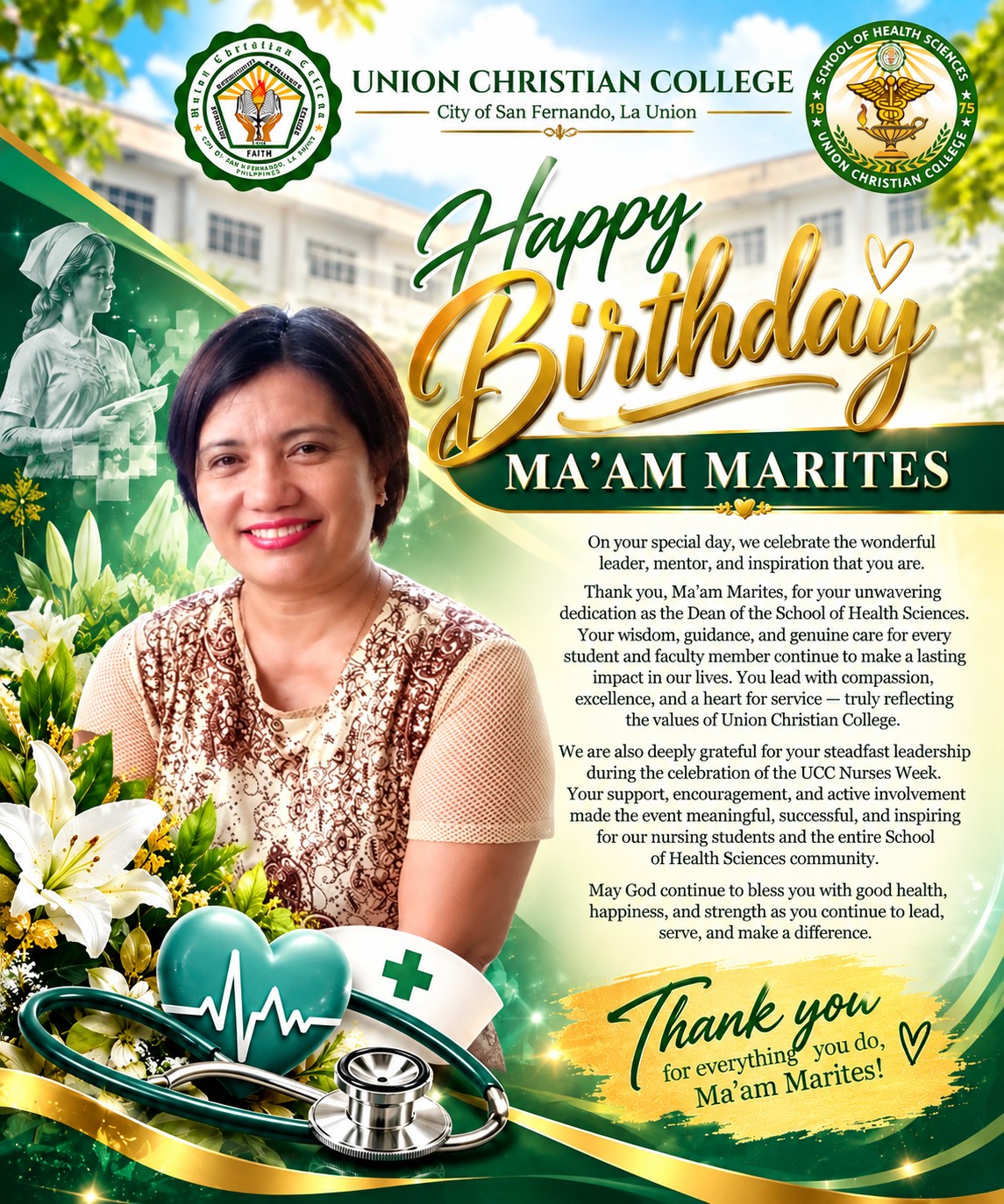 HAPPY BIRTHDAY, MA’AM MARITES! 💚💛🎂