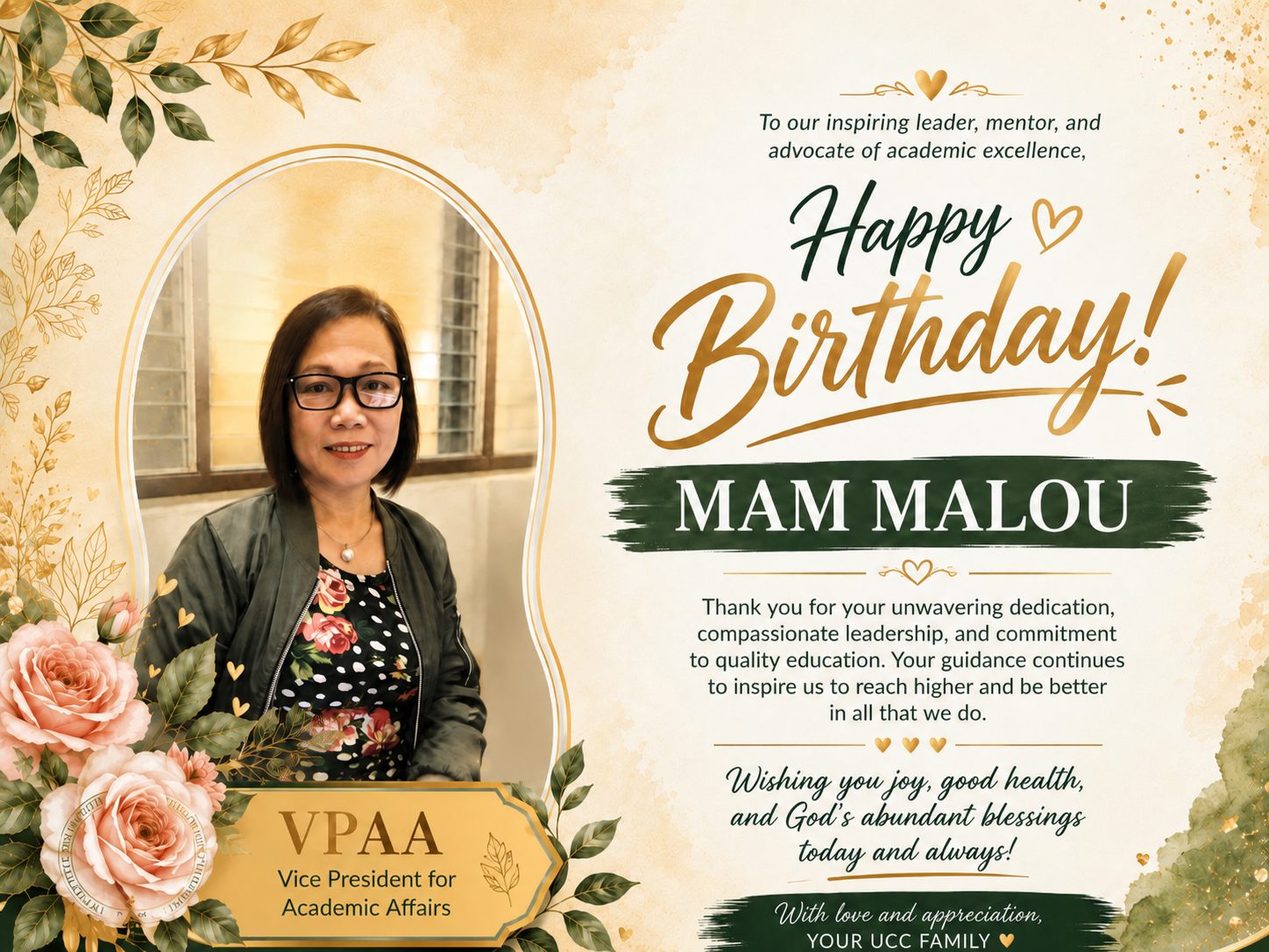 Union Christian College Celebrates the Birthday of Our Vice President for Academic Affairs