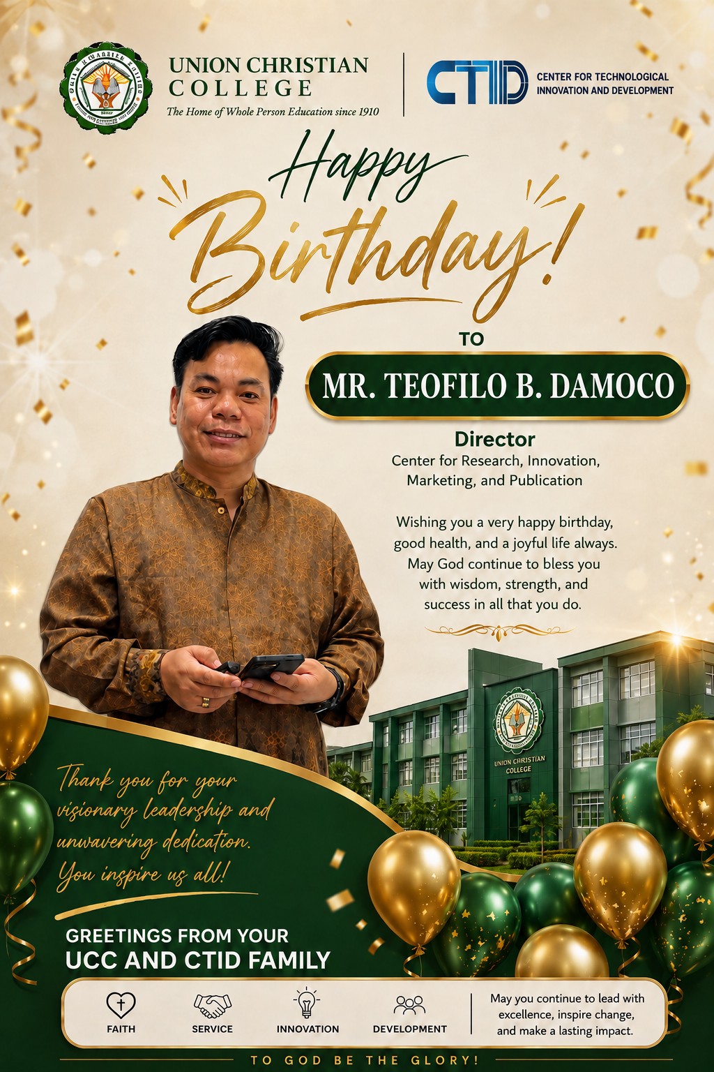 A Blessed Birthday to Mr. Teofilo B. Damoco! 🎉🎂